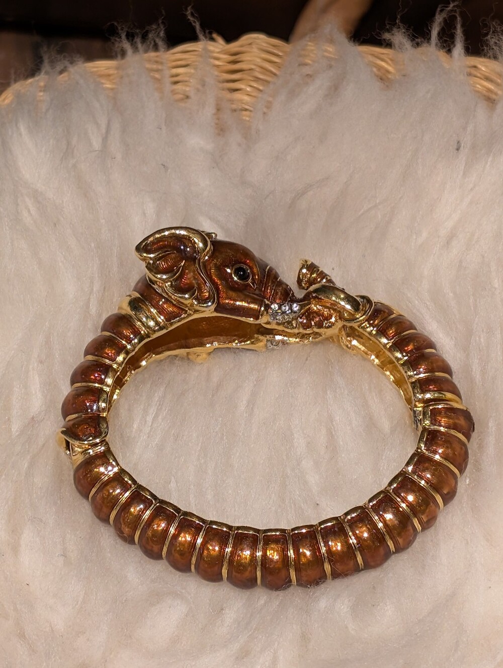 Kenneth Jay Lane Bronze And Gold Elephant Bracelet